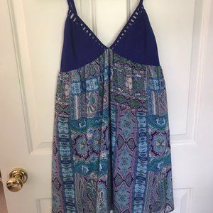 Royal Blue Print Spaghetti Strap Dress